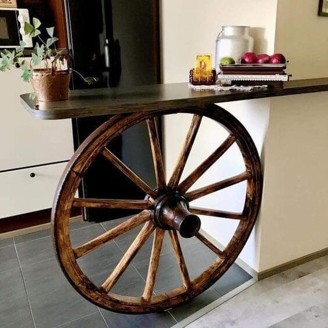 Wooden Wheel Kitchen Table