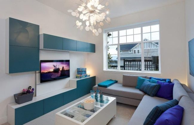 Blue Cabinets White Walls