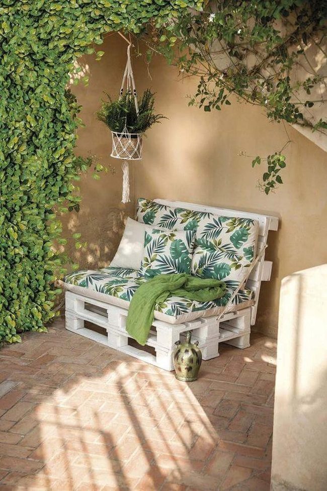 Wooden Pallet Lounge With Tropical Cushions