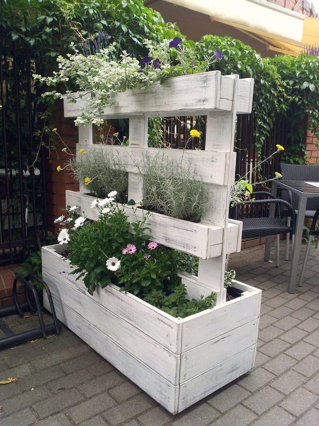 White Pallet Vertical Garden