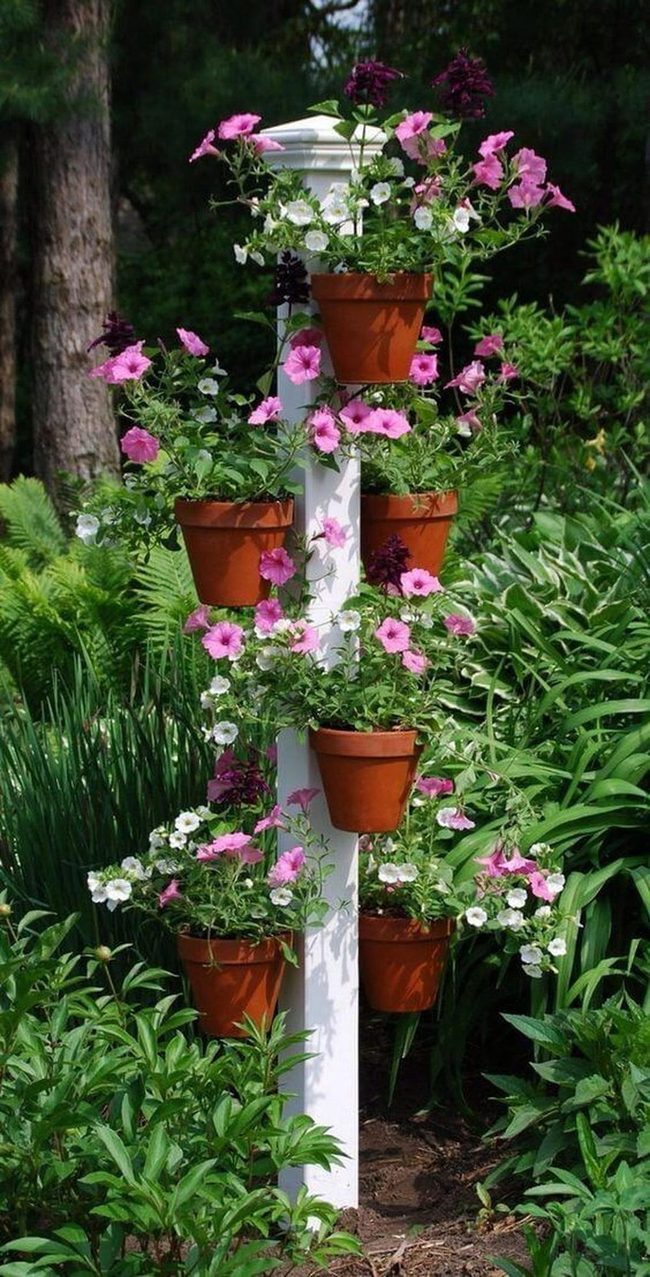 Stacked Terracotta Flower Tower
