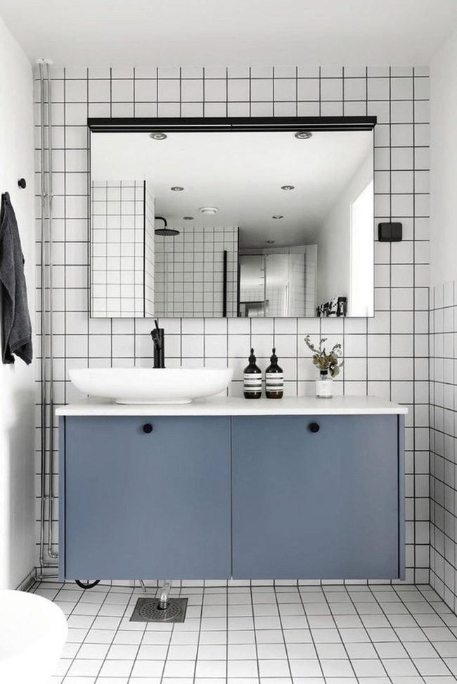 Blue Cabinet Statement Bathroom