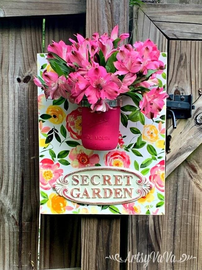 Pink And Yellow Garden Sign