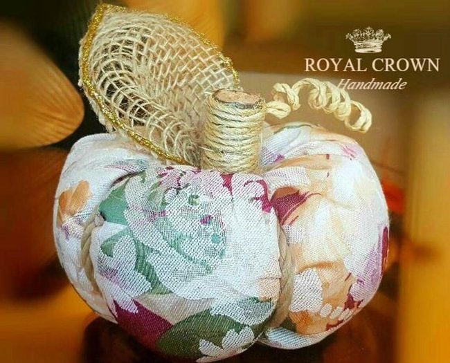 Damask Fabric Pumpkin With Gold