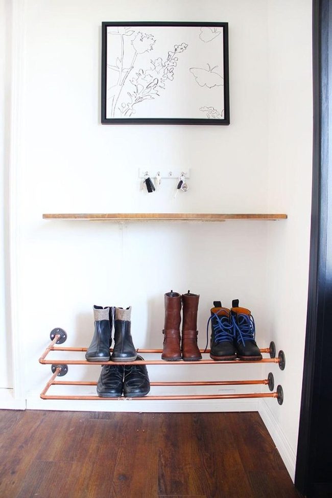 White Walls, Dark Wood, Copper Pipes