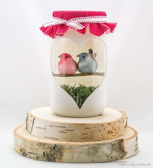 Painted Jar, Heart Birds