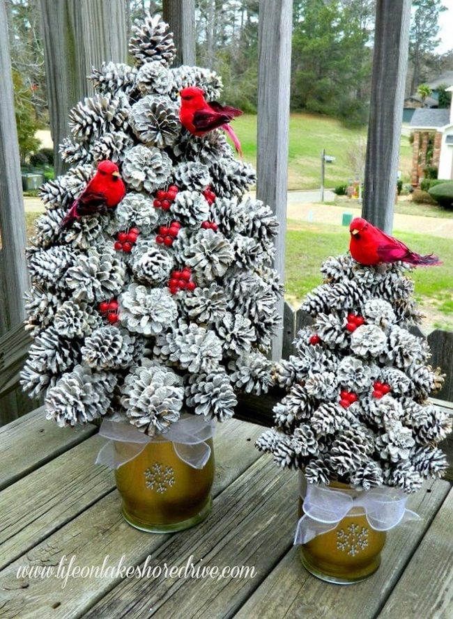 Frosted Pine Cone Trees