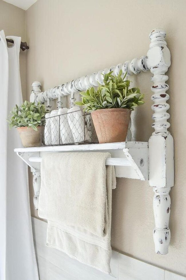 Weathered Wood Shelf With Living Plants