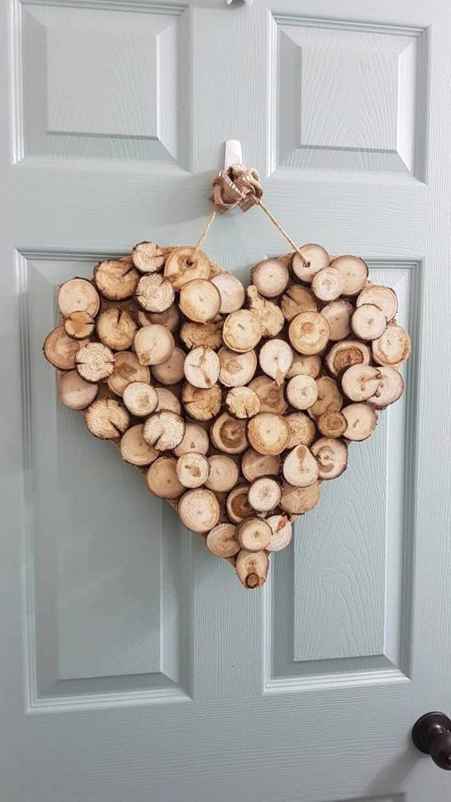 Handcrafted Wood Slice Heart