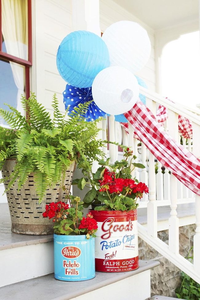 Colorful Flowers In Vintage Planters