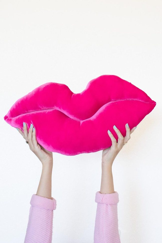 Pink Plush Lips Pillow