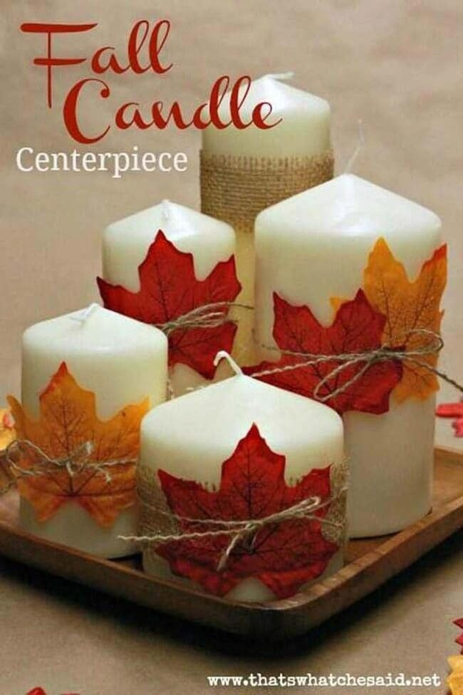 Autumn Leaves Candlelit Table