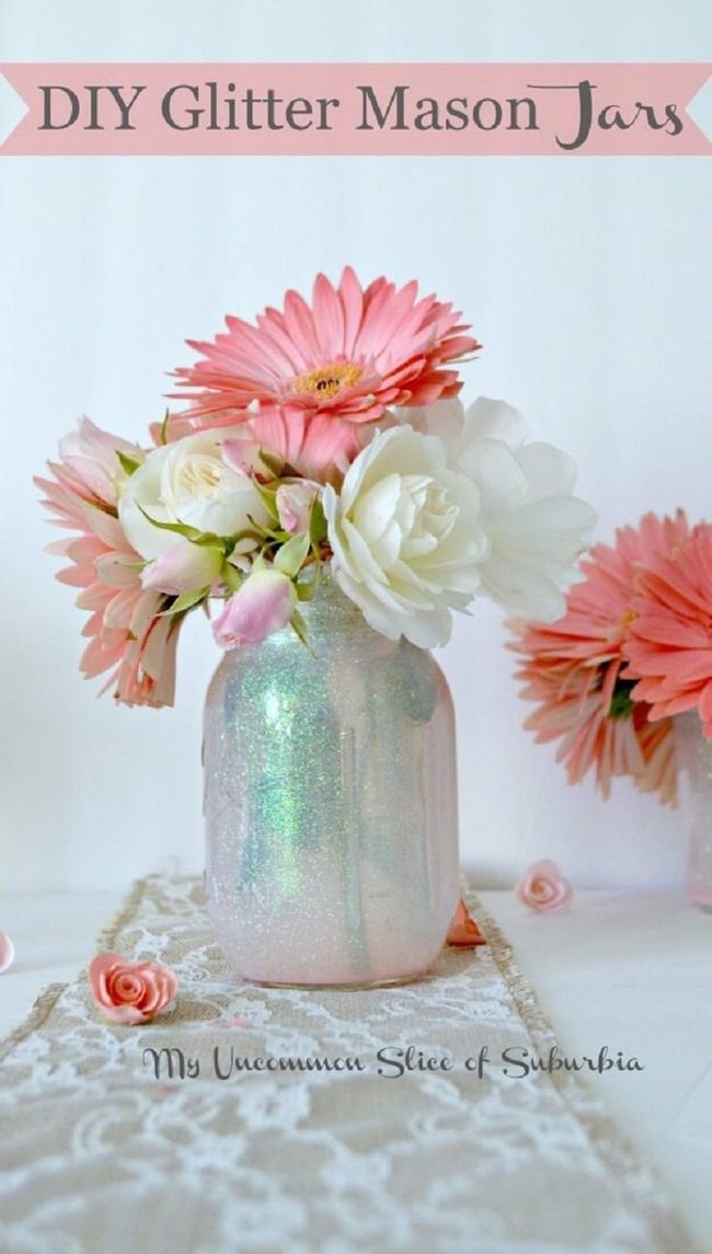 Sparkling Glitter Mason Jars