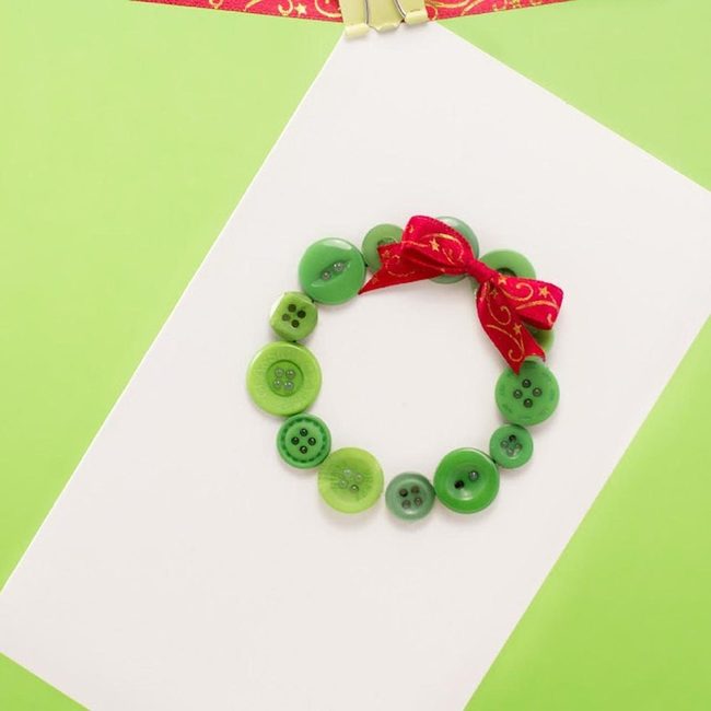 Green Button Wreath Card