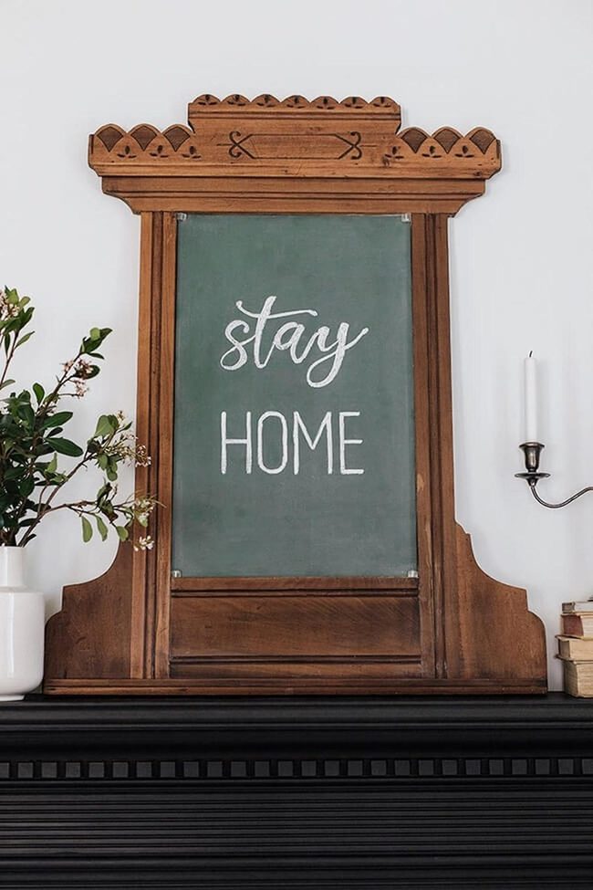 Homemade Chalkboard Mirror Makeover