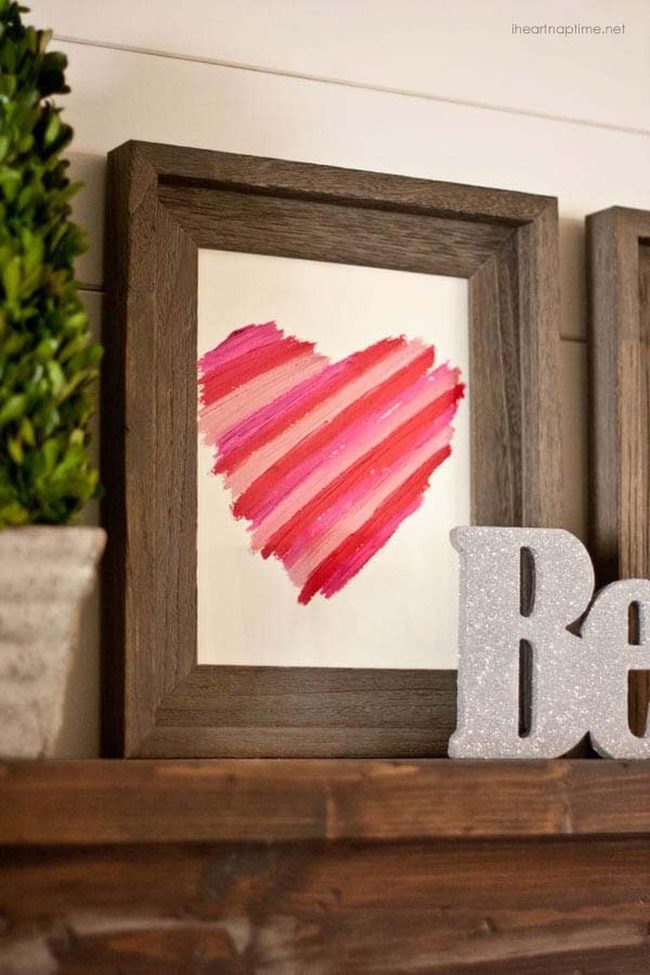 Pink Lipstick Heart Canvas