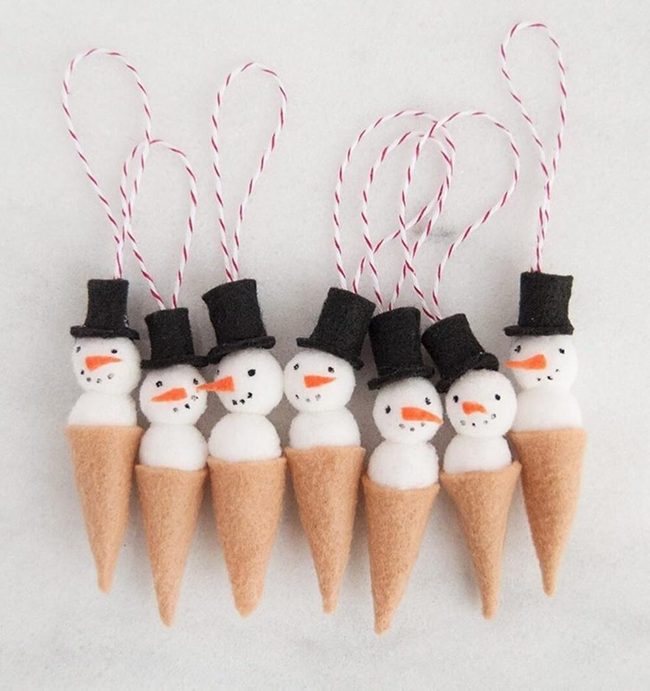 Sparkling Dollar Snowmen Ornaments