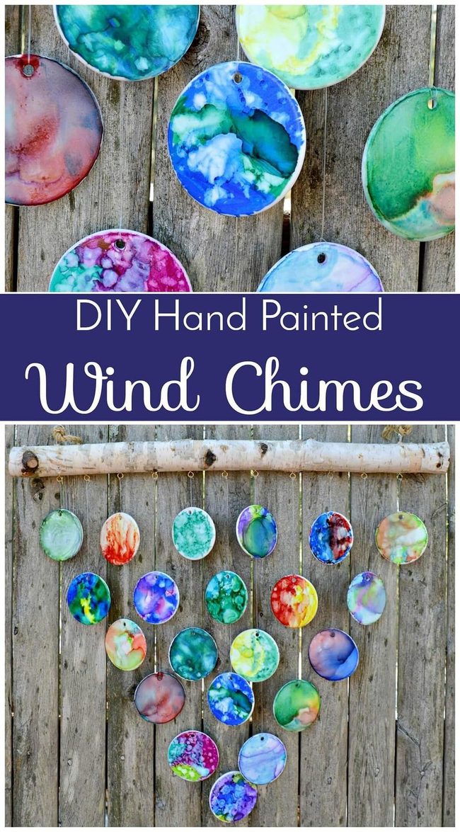 Painted Clay Disk Wind Chimes