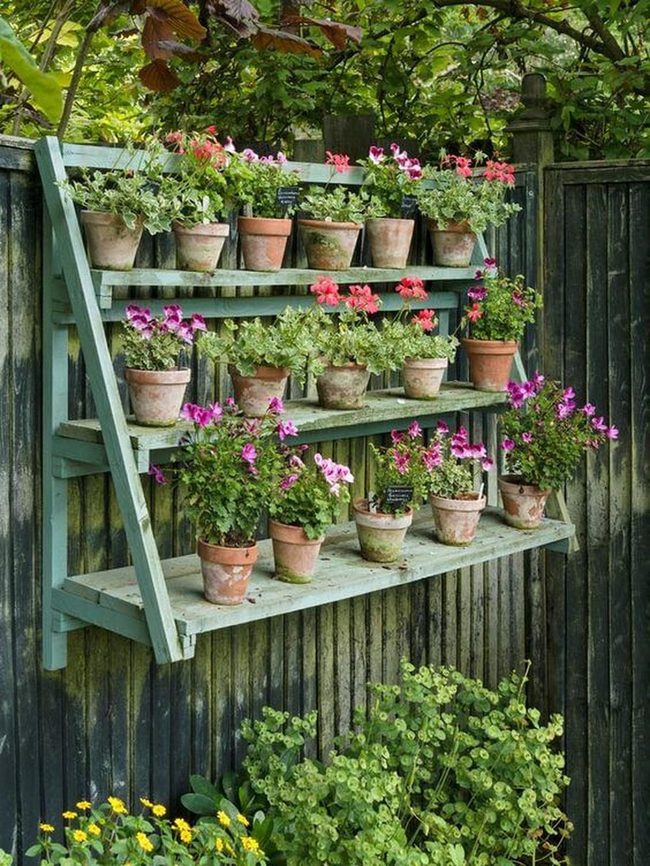 Cascading Blooms On Wood Tiers