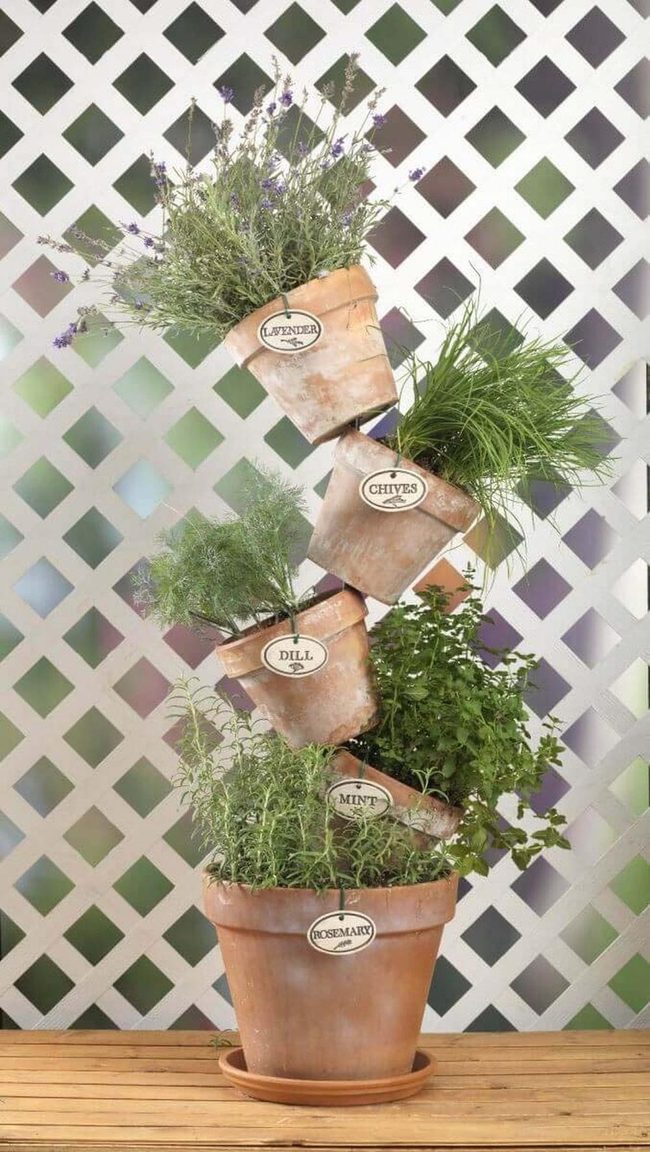 Stacked Clay Herb Tower