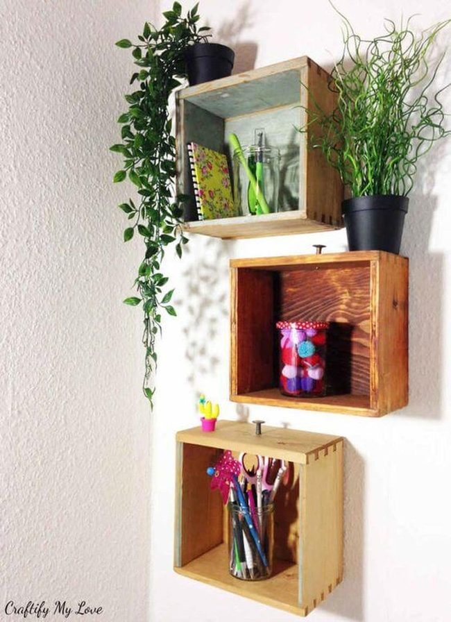 Natural Wood Storage With Pastel Accents