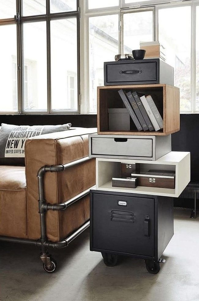 Industrial Metal And Leather Living