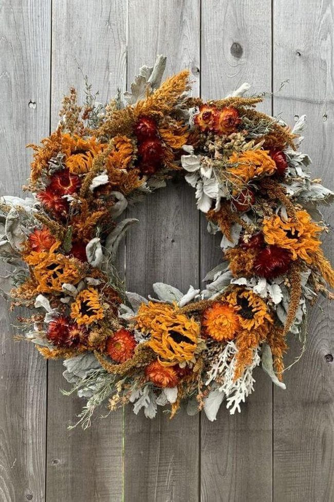 Burnt Orange Dried Flower Wreath