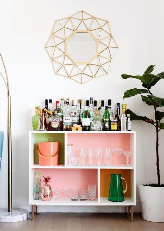 Colorful Cubicle Beverage Bar