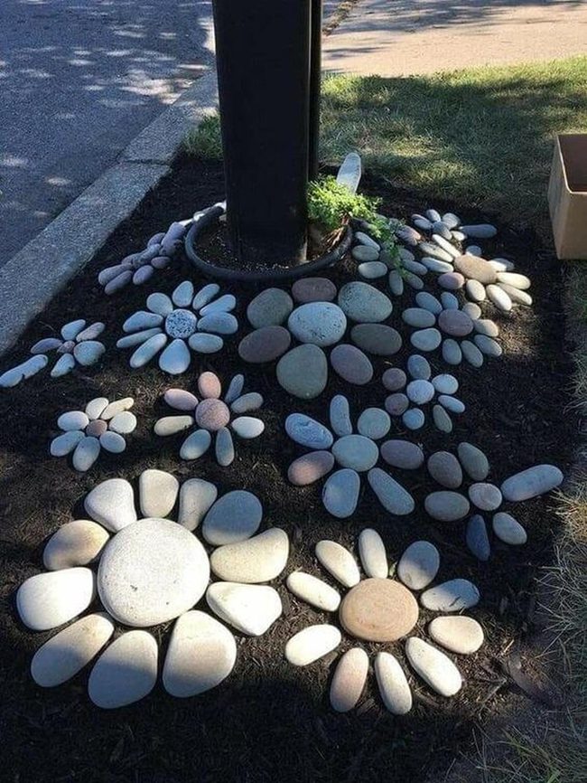 Stone Flower Beds Around Trees