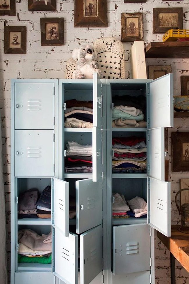 Vintage Metal Lockers White Brick