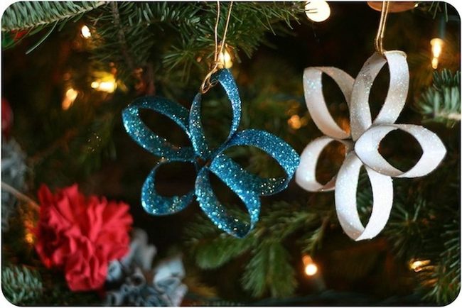 Blue Floral Ornaments On Pine