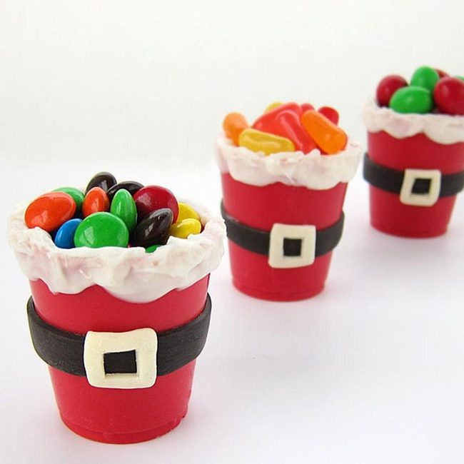 Red Ceramic Santa Cups