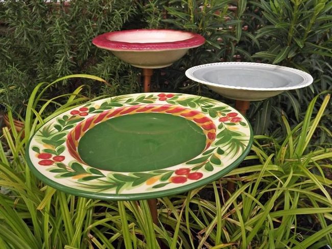Painted Bird Baths For Gardens