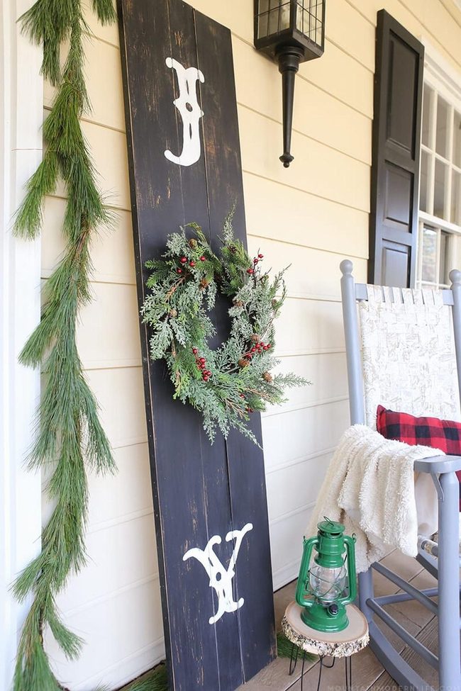 Wooden Planks Winter Welcome