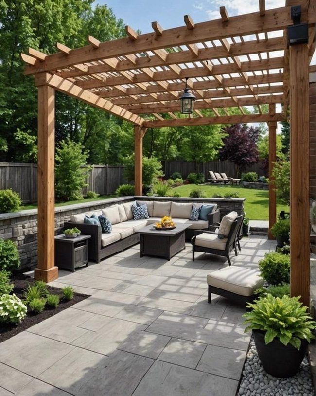 Gray Concrete Pergola Retreat