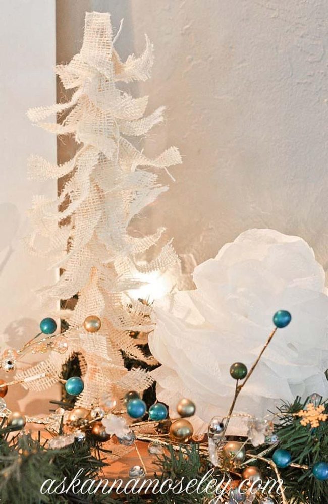 Cream Burlap Handmade Tree