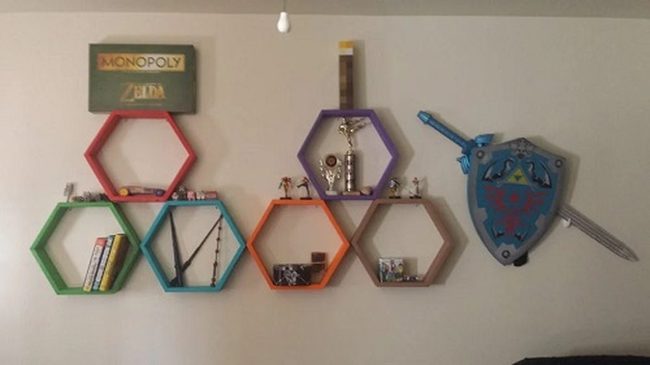 Weathered Wood Hexagon Shelves