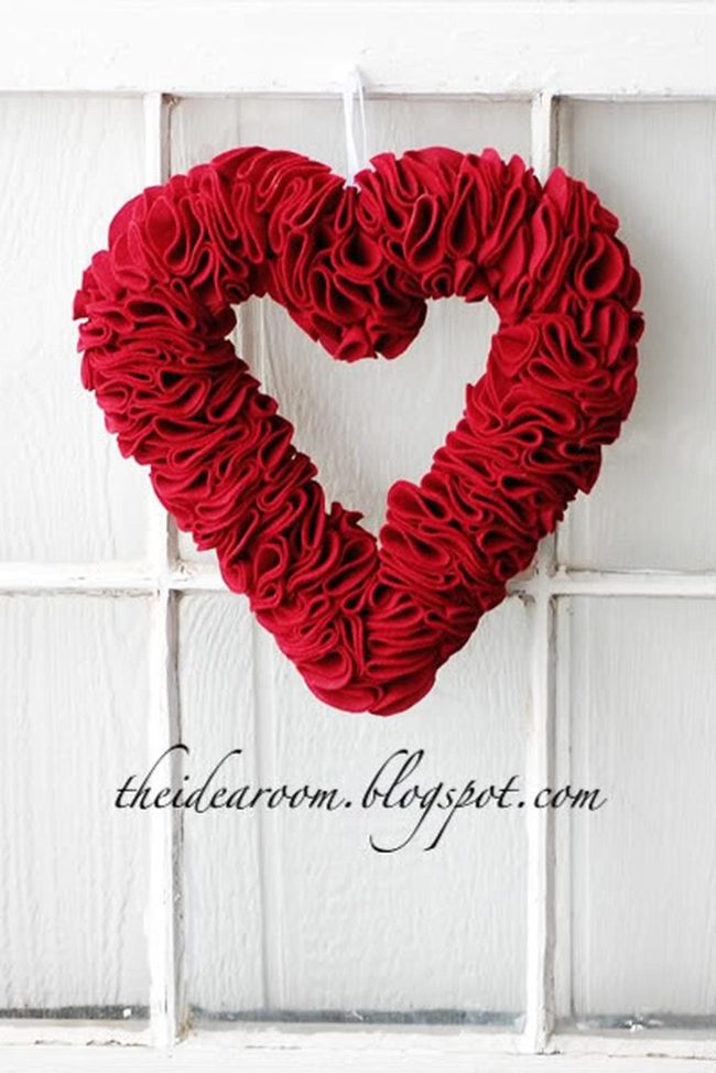 Red Fabric Hearts On Weathered Window
