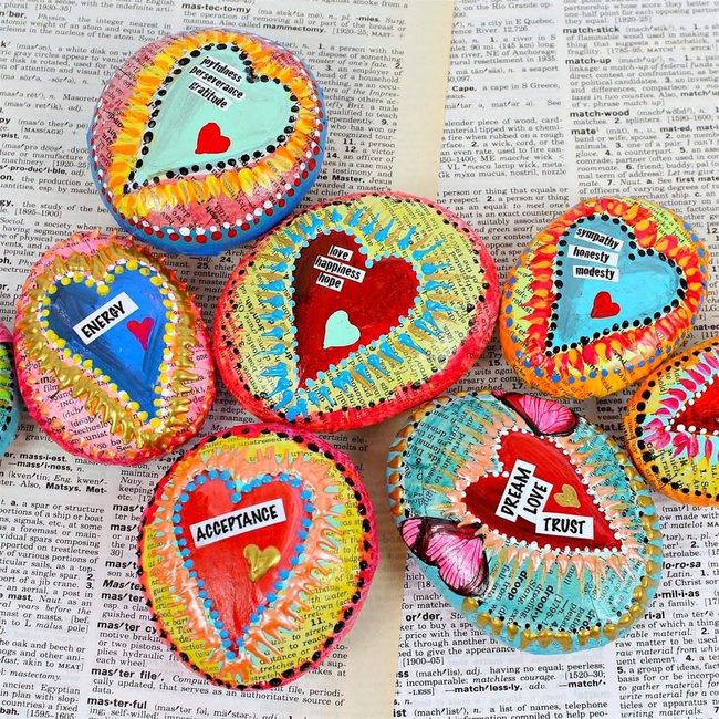 Colorful Hearts With Inspiring Words