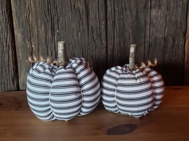 Striped Monochrome Pumpkin Pair