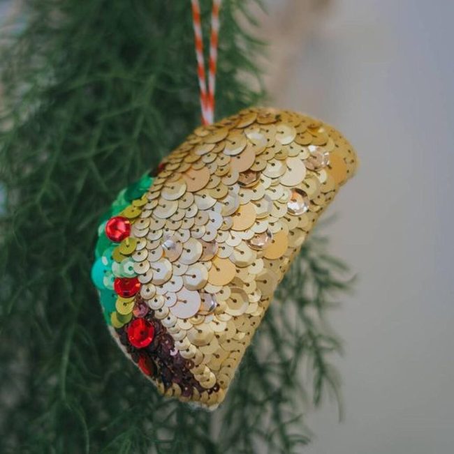 Gold Sequin Taco Ornament