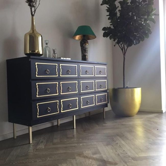 Navy Blue Dresser Gold Accents