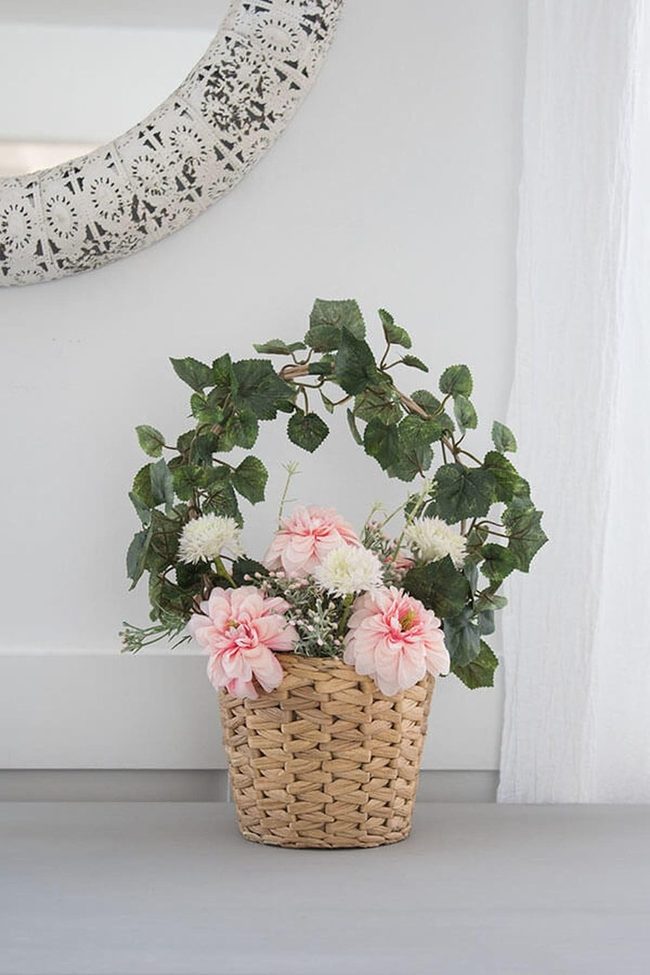 Faux Ivy With Pastel Blooms