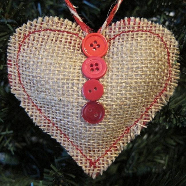 Red Button Heart Ornaments