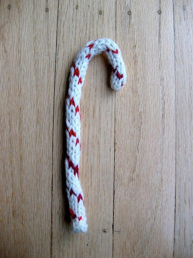 Red And Purple Knitted Candy Canes