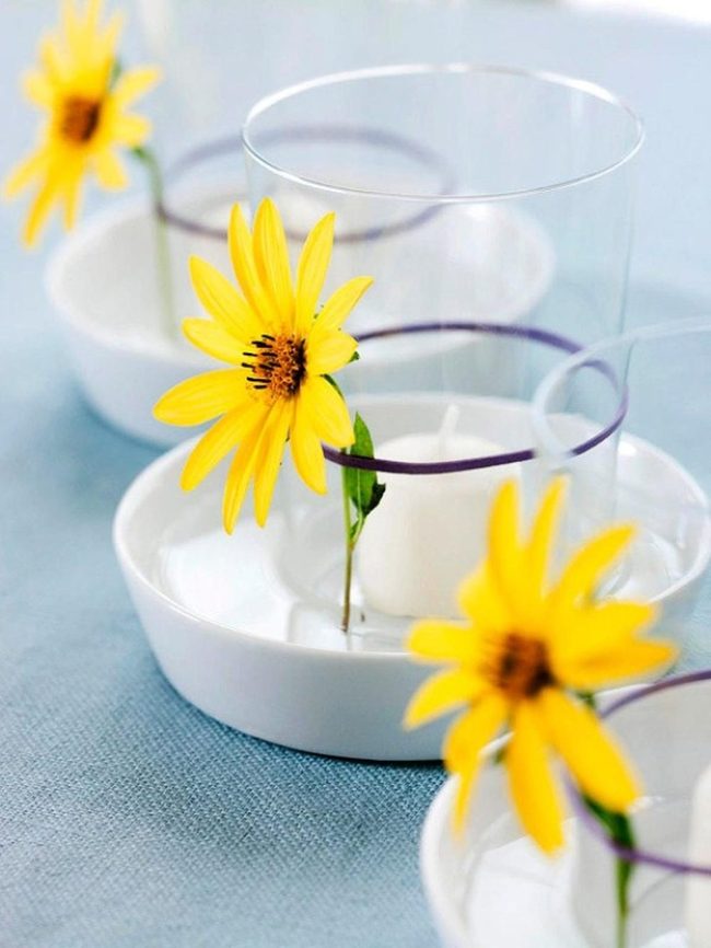 Yellow Blooms, Purple Accents, Blue Base
