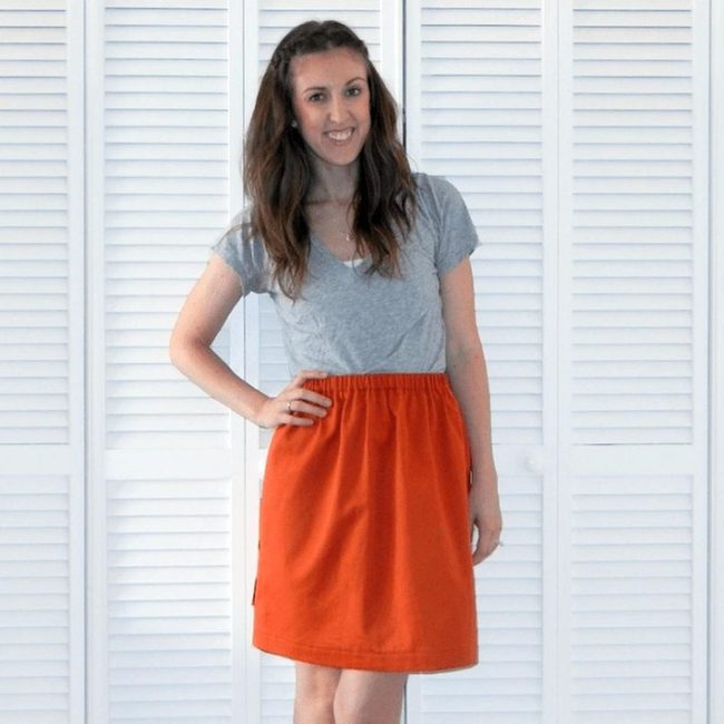 Gray And Orange Statement Skirt