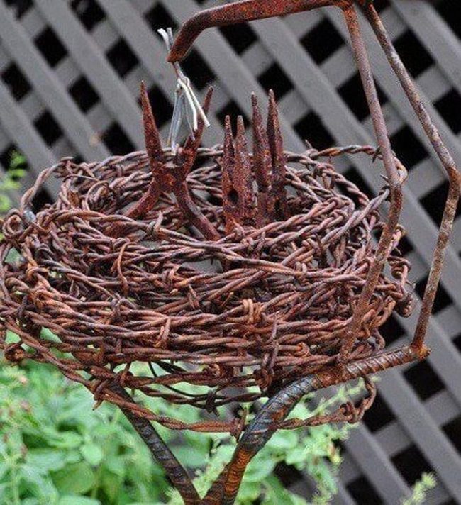 Weathered Metal Nest Sculpture