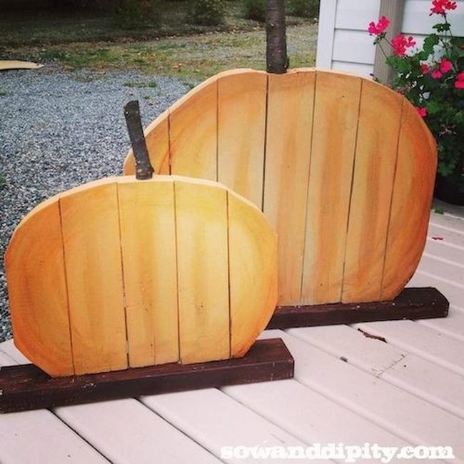 Carved Timber Pumpkins Orange