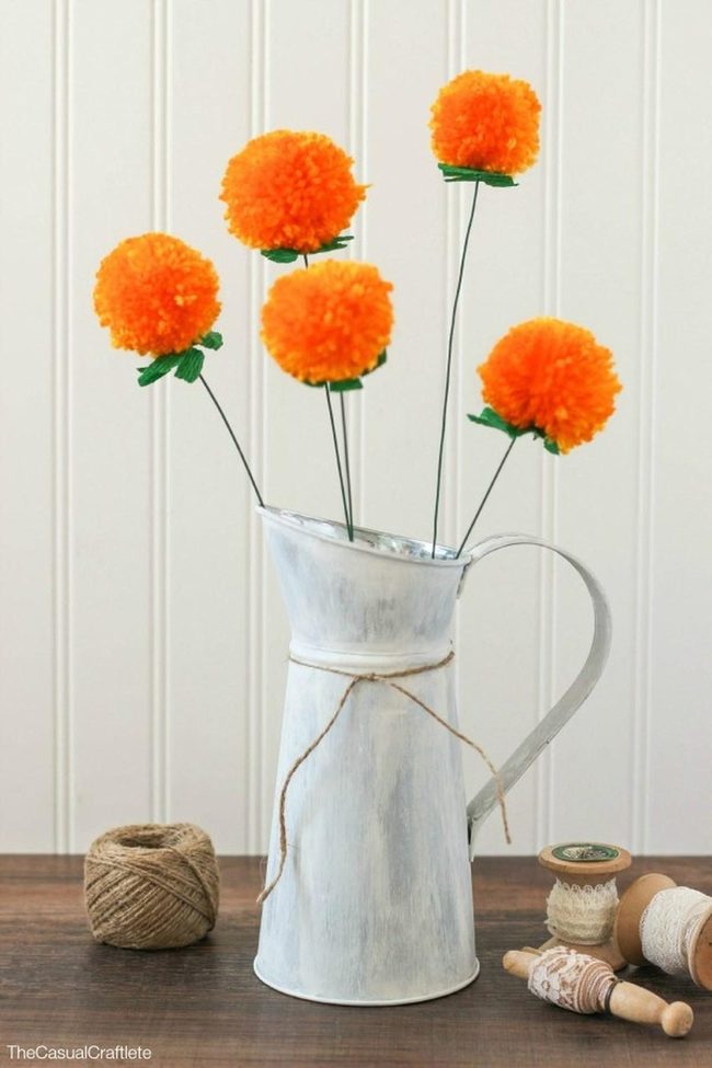 Orange Pom-Pom Pitcher Display